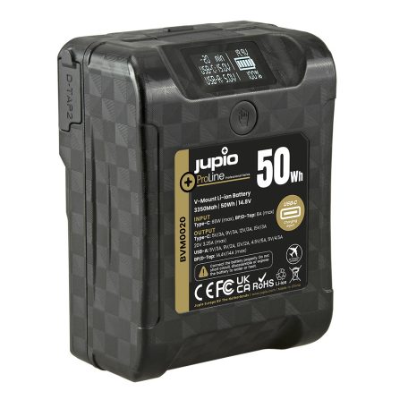 (Jupio) *ProLine* Extreme 50 V-bajonettes akkumulátor 3350mAh (50Wh) - LCD kijelző, USB-C PD 65W bemenet/kimenet, D-Tap bemenet/kimenet és USB-A kimenet Ean Kód: 8719743934894