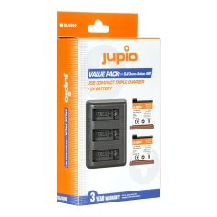   (Jupio) Jupio Value Pack: 2x akkumulátor DJI Osmo Action AB1 1220mAh + kompakt USB hármas töltő Ean Kód: 8719743930476