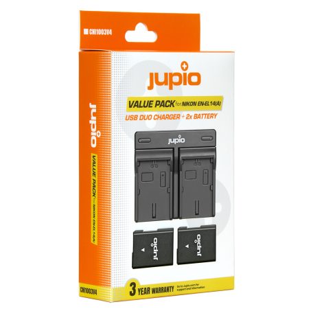 (Jupio) Jupio Value Pack: 2x EN-EL14(A) 1100mAh akkumulátor + USB kettős töltő Ean Kód: 8718503028620