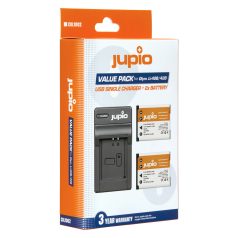   (Jupio) Jupio Value Pack: 2x akkumulátor Li-40B / Li-42B / NP45 / D-Li63 / EN-EL10 + USB egyetlen töltő Ean Kód: 8718503027883