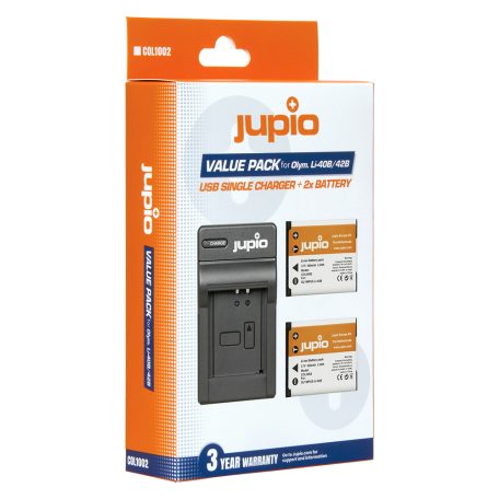 (Jupio) Jupio Value Pack: 2x akkumulátor Li-40B / Li-42B / NP45 / D-Li63 / EN-EL10 + USB egyetlen töltő Ean Kód: 8718503027883